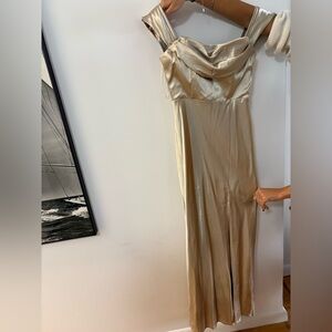 Birdy Grey champagne maxi dress with leg slit